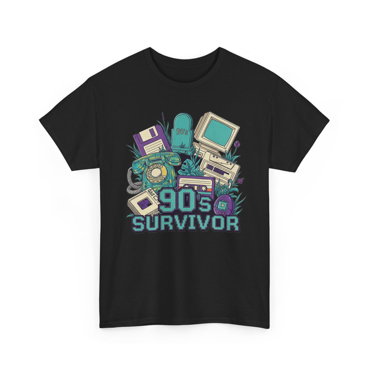 90s Survivor Retro Computer Collage T-Shirt Men's Graphic Tee