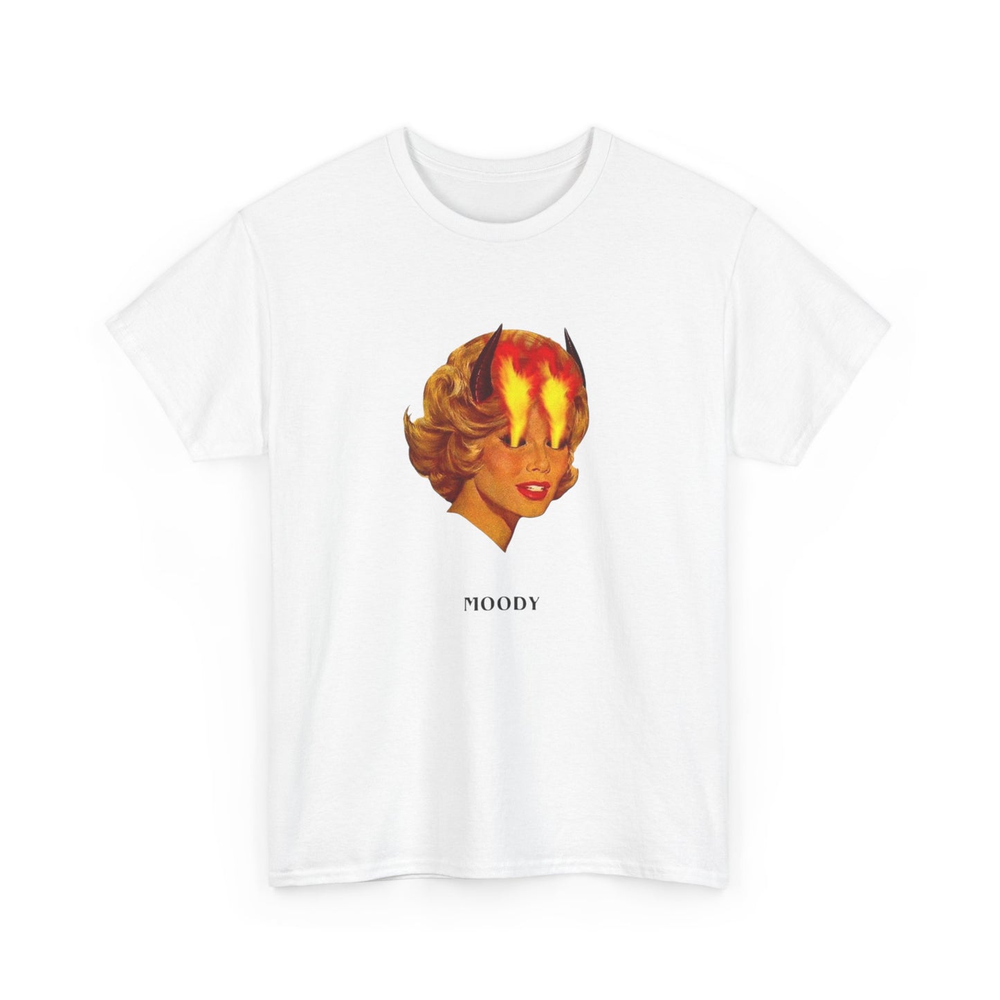 Moody Fire Eyes Model Vintage Graphic T-Shirt Women's Heavy Comfy Cotton Tee