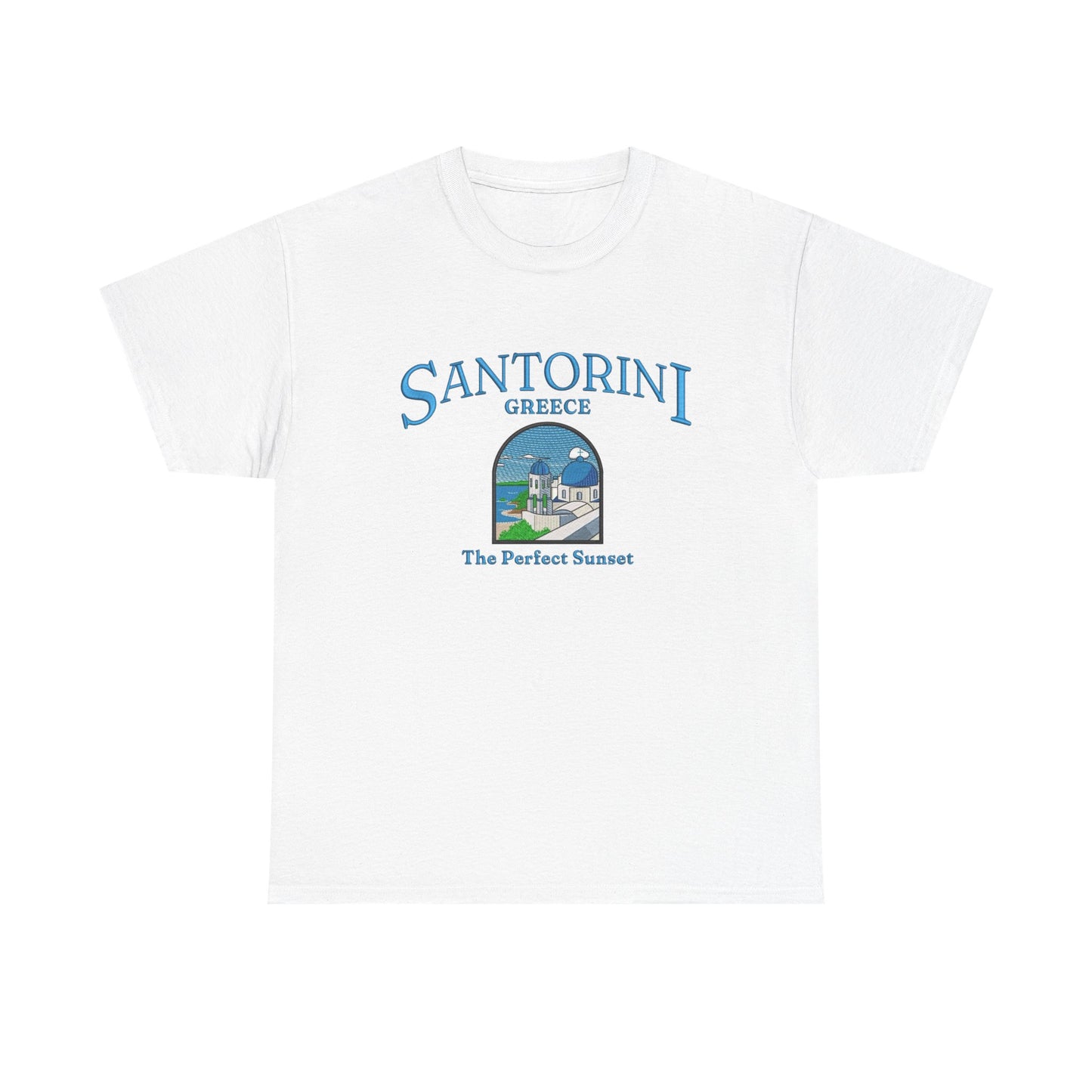 Santorini Greece Graphic T Shirt NEW Unisex Heavy Cotton Tee