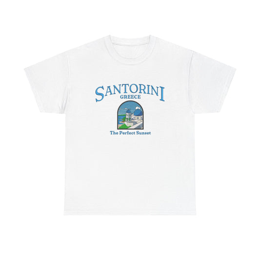 Santorini Greece Graphic T Shirt NEW Unisex Heavy Cotton Tee