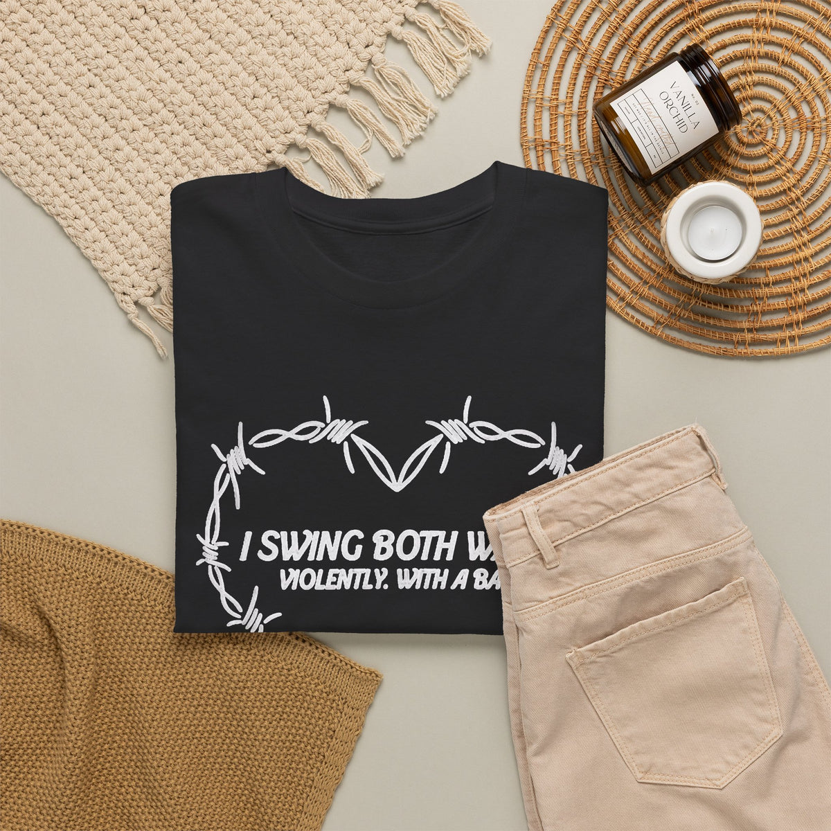 I Swing Both Ways Violently With A Bat Baseball Humor T-Shirt Men's Graphic Tee