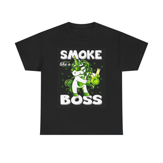 Smoke Like A Boss Graphic T Shirt Weed Unisex Heavy Cotton Tee