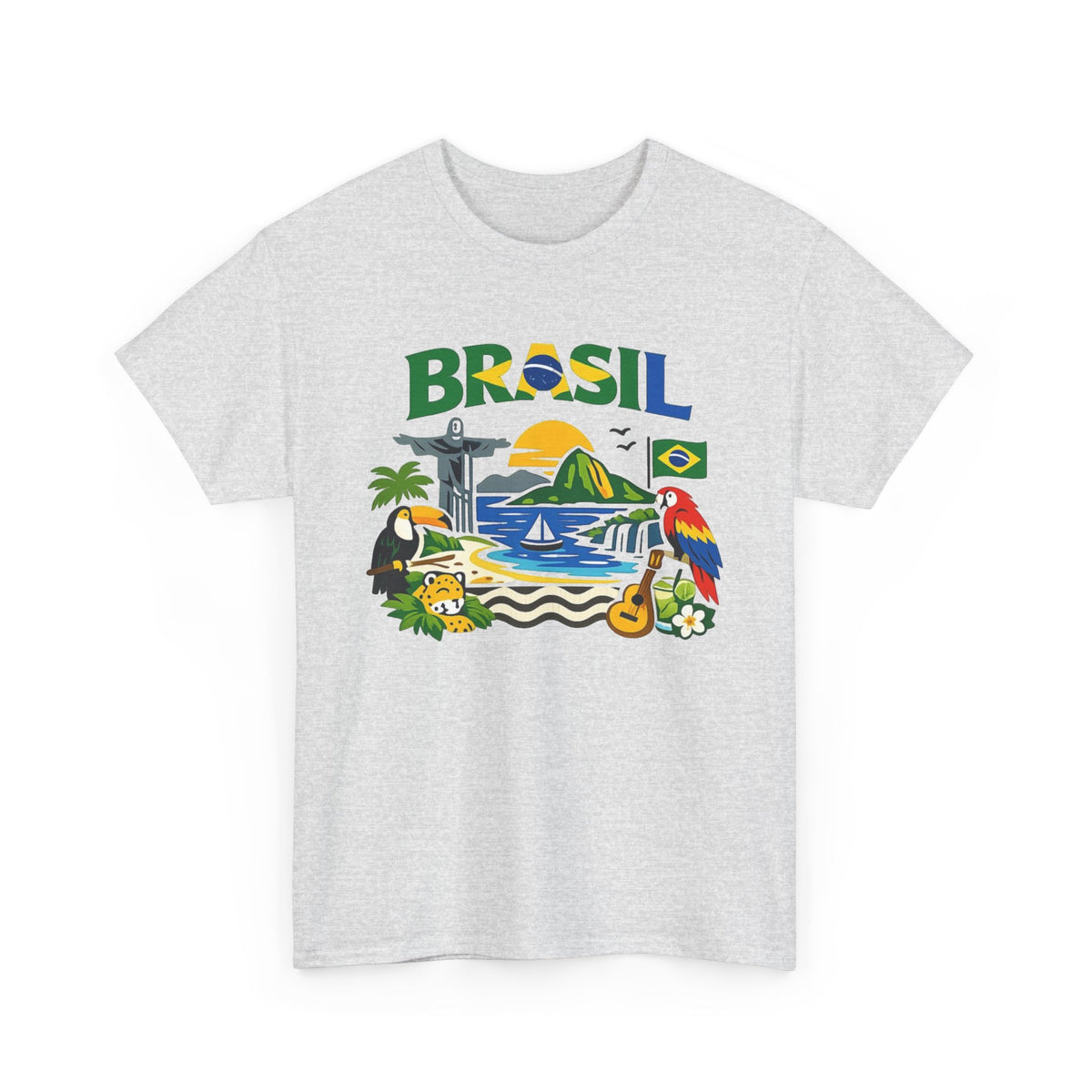 Brazil Flag Retro Graphic T Shirt Men's Heavy Cotton Tee