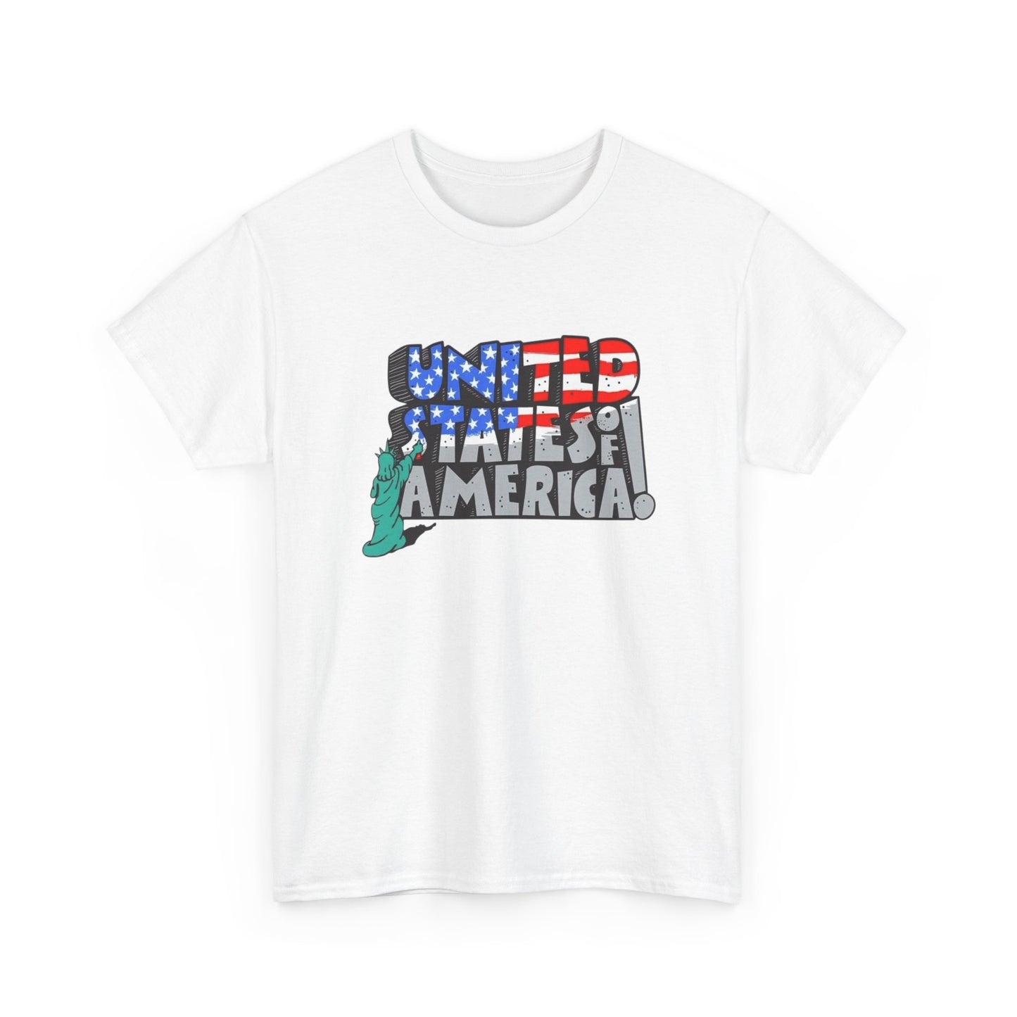 Statue Of Liberty USA Flag Graphic T Shirt Unisex NEW Heavy Cotton Tee