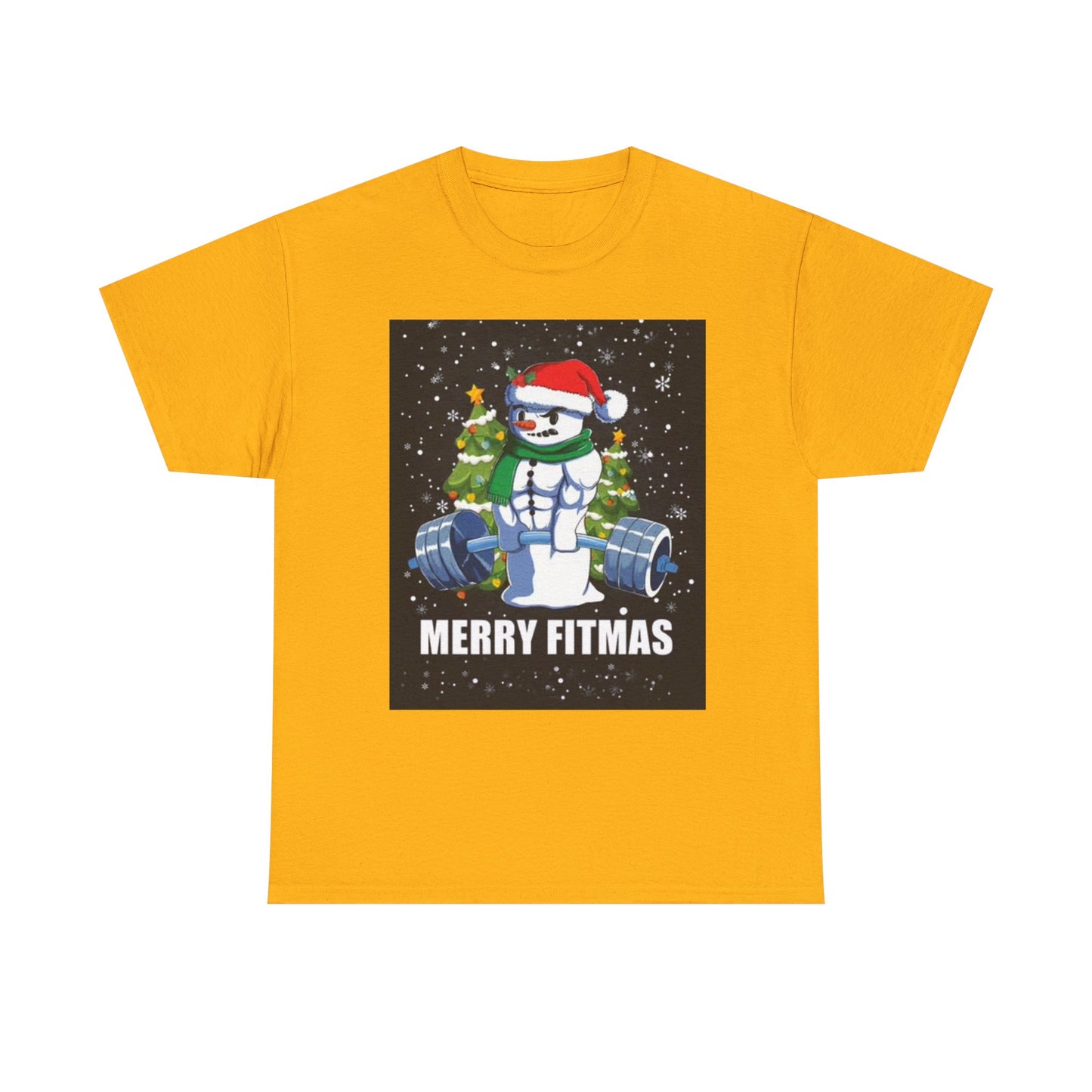 Merry Fitmas Shirt Funny Gym Snowman Christmas Gym Unisex Heavy Cotton Tee
