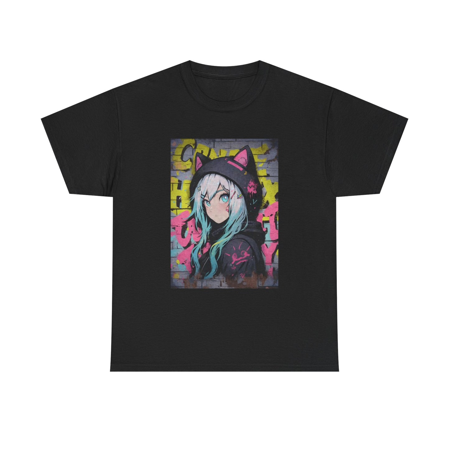 Waifu Anime T-shirt Girl Graphic Cartoon Retro Gaming Unisex Heavy Tee Gamer 52