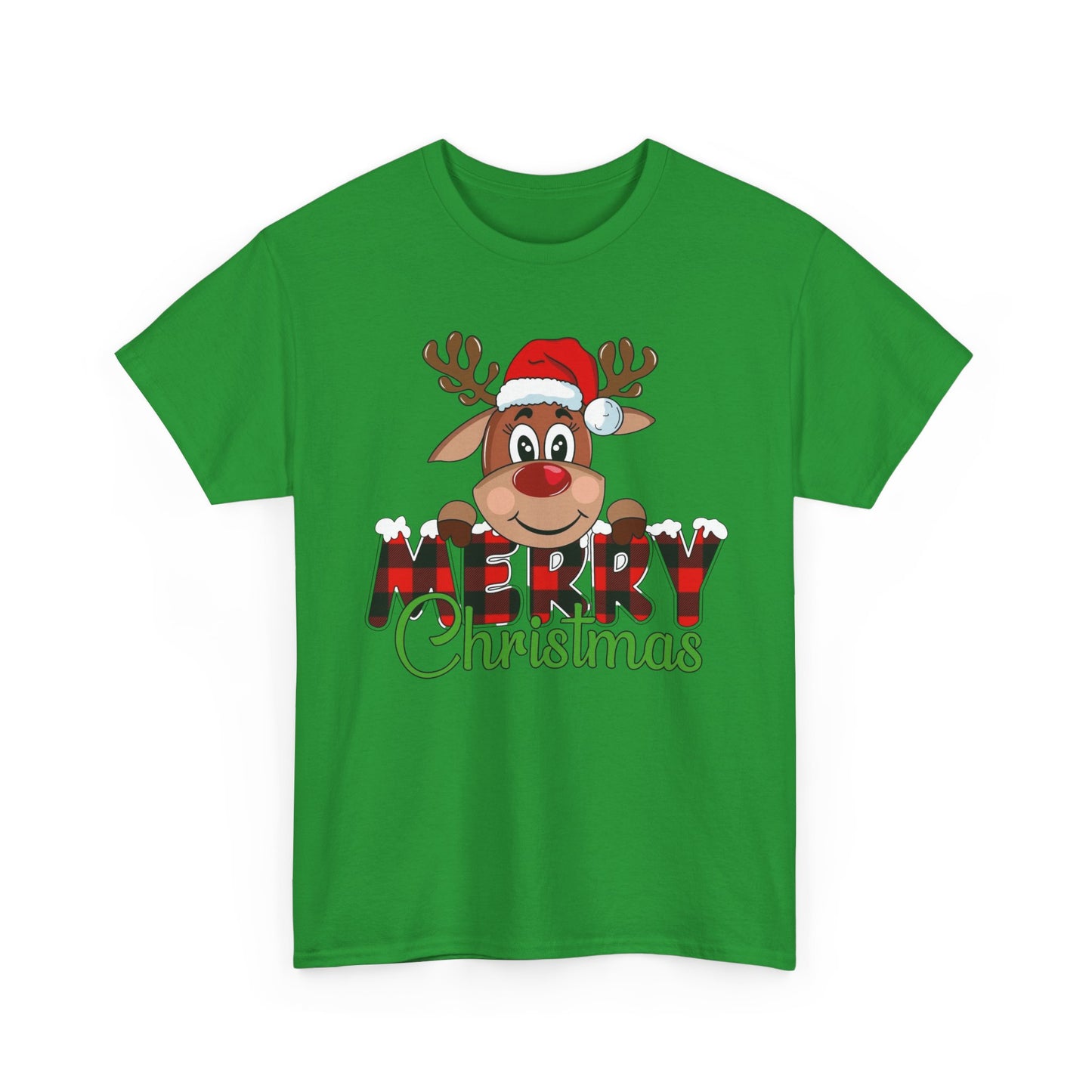 Merry Christmas Deer Cute Graphic T Shirt NEW Unisex Heavy Cotton Tee