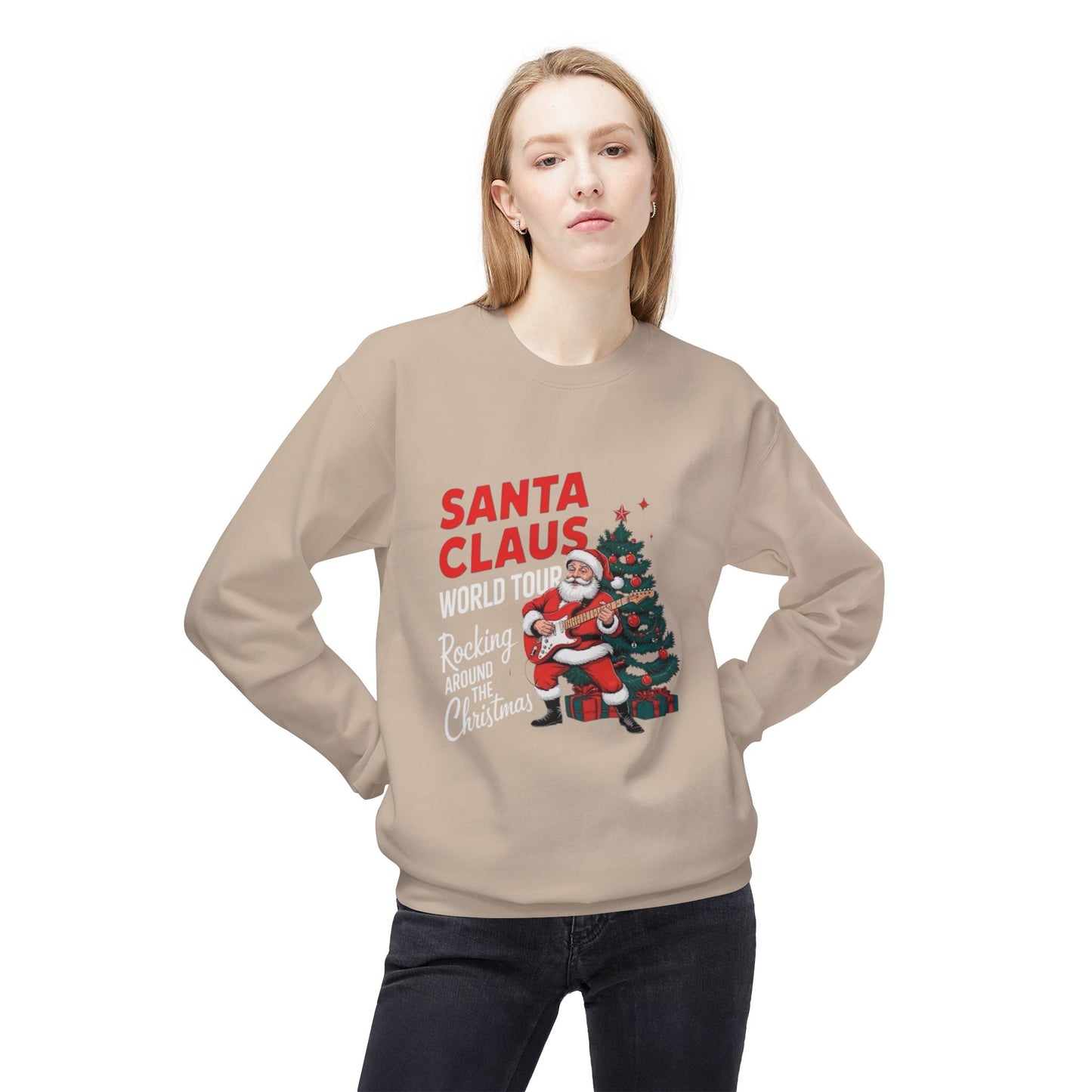 Santa Clause World Tour Unisex Midweight Softstyle Fleece Crewneck Sweatshirt