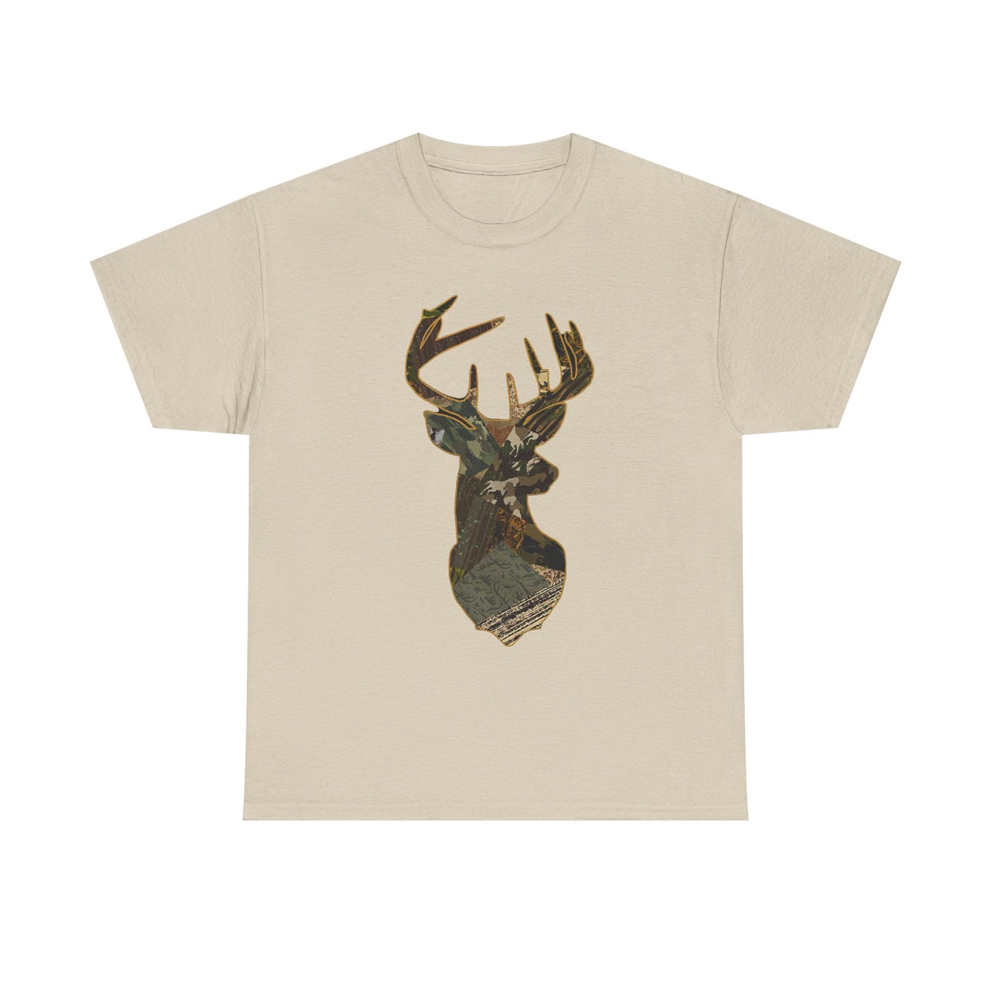 Camo Deer Buck Graphic T Shirt Unisex Heavy Cotton Tee NEW