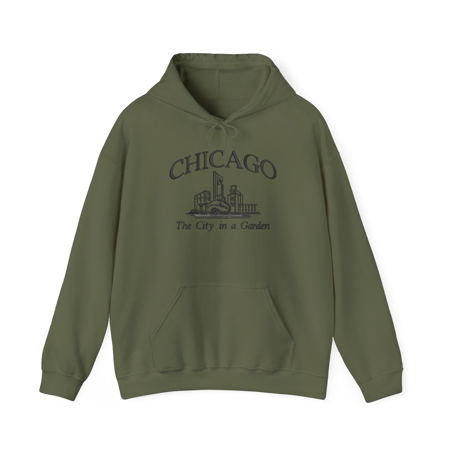 Chicago City In A Garden Graphic Hoodie Heavy Blend Sweatshirt NEW