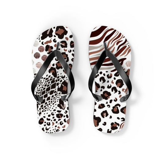 Mixed Animal Print Beach Sandals, Slides for Summer, Flip Flops, Water Resistant