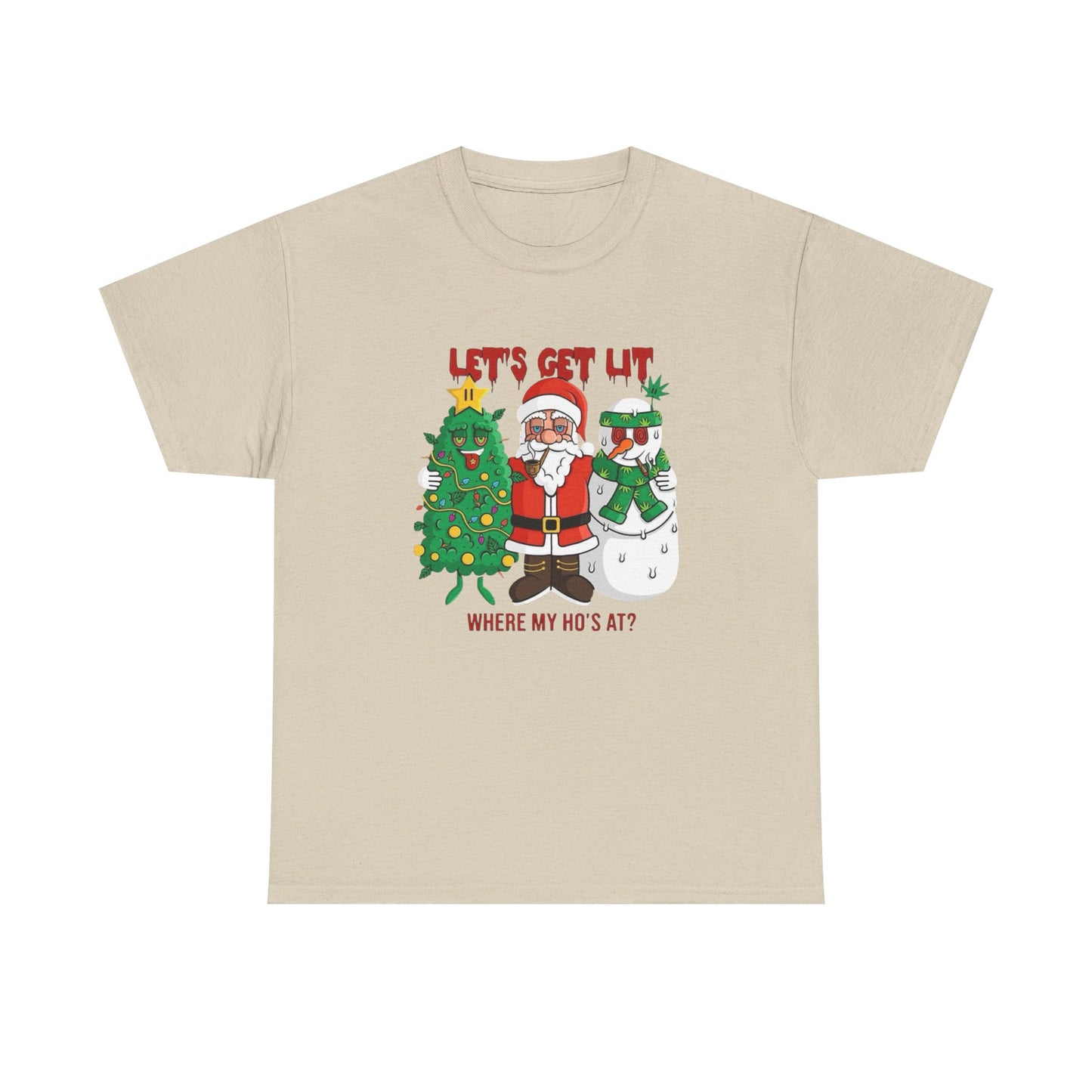 Lets Get Lit This Christmas Graphic T Shirt NEW GIFT Unisex Heavy Cotton Tee