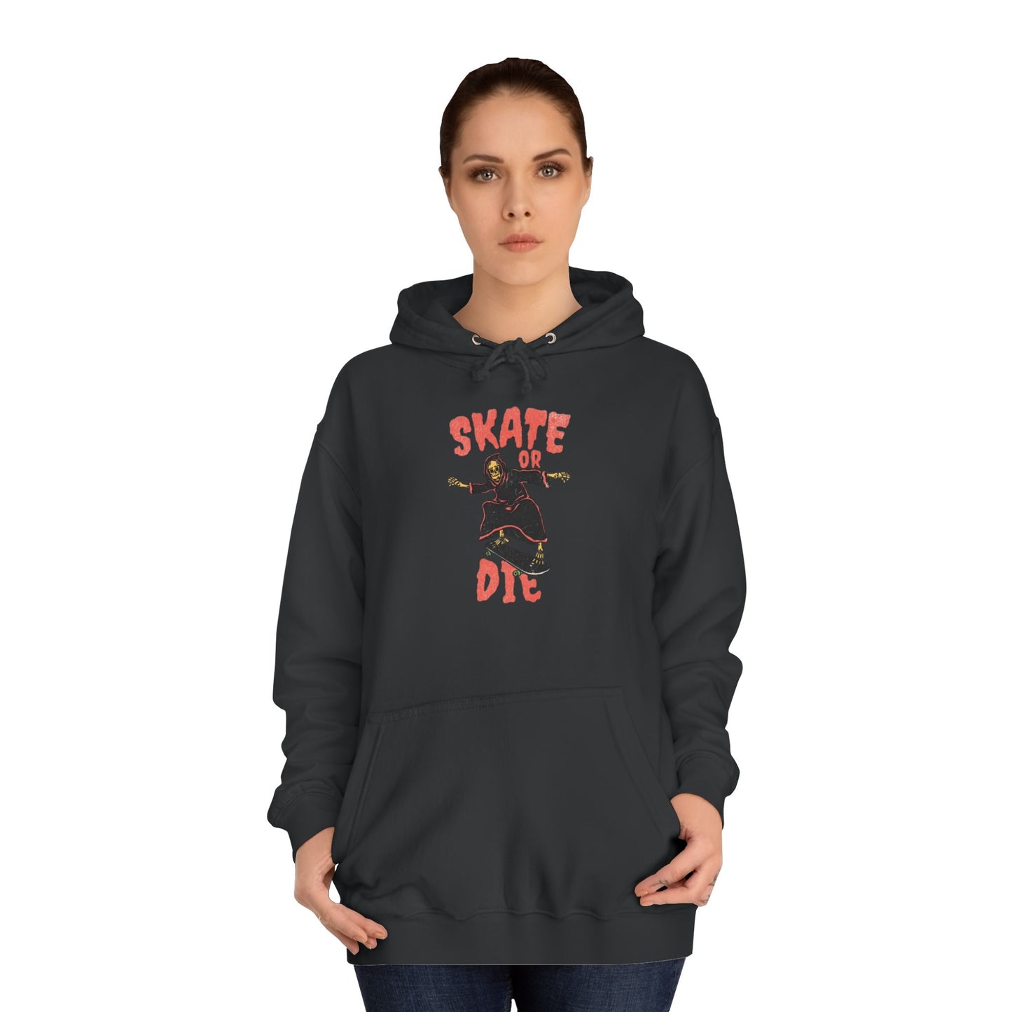Skate Or Die Hoodie Graphic Skateboarding Grim Reaper Unisex College Hoodie