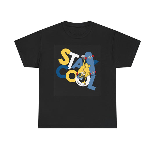 Stay Cool Skateboarding Graphic T Shirt Unisex Heavy Cotton Tee