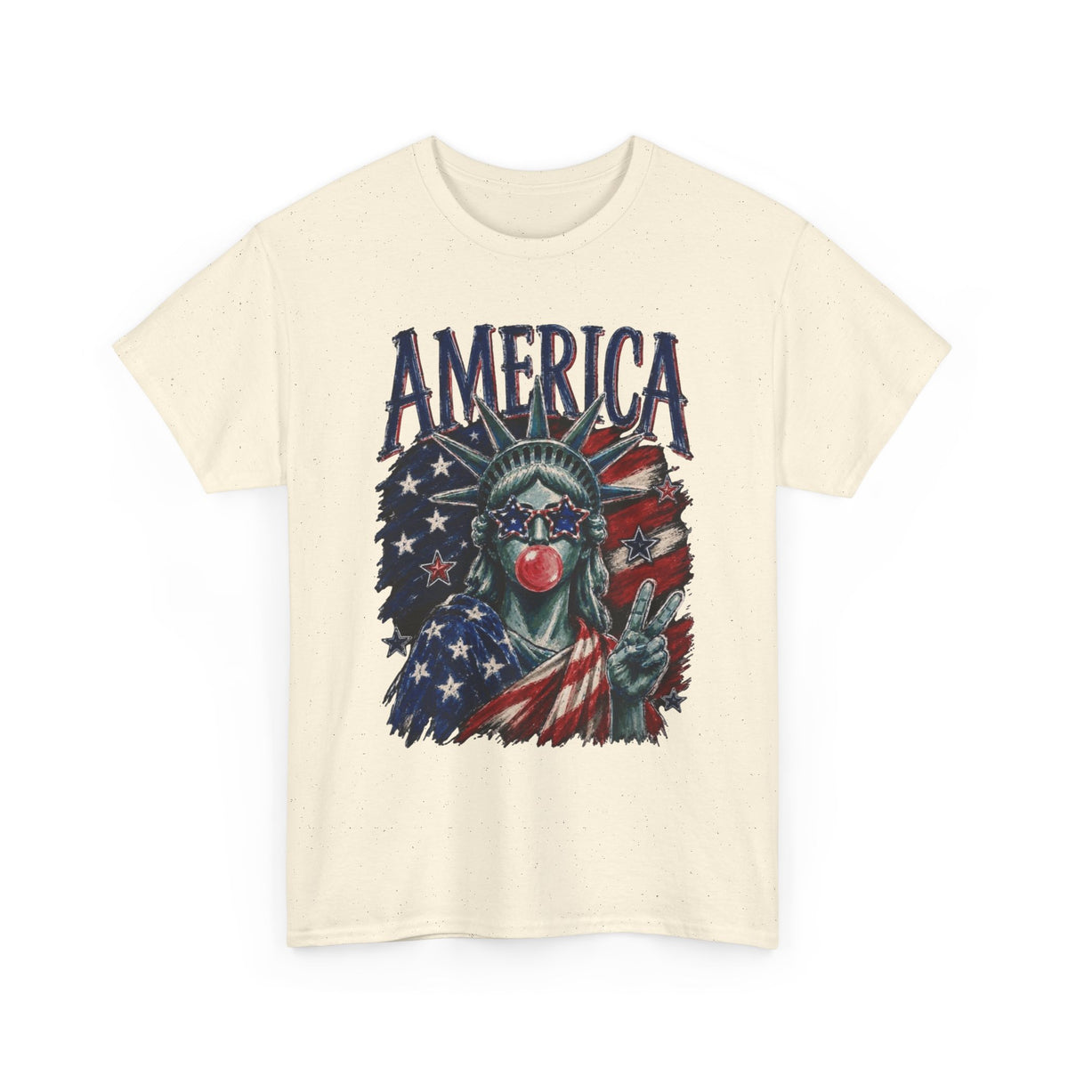 America Statue Of Liberty Graphic T Shirt Men's Heavy Cotton Tee