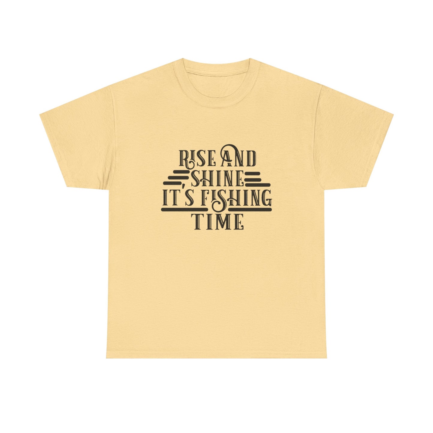 Rise And Shine Its Fishing Time Graphic T Shirt NEW ADULT TEE VINTAGE
