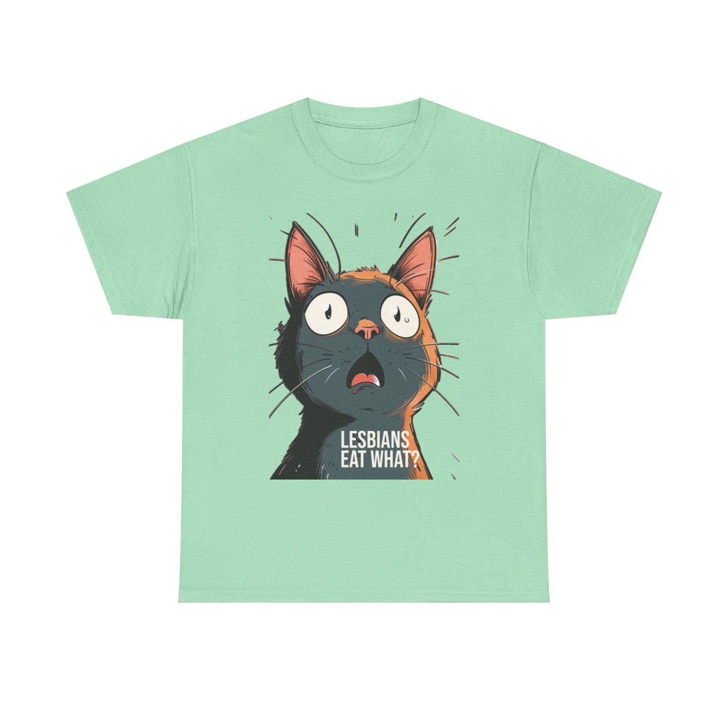 Funny Cat Lesbian Jokes Humor Graphic T Shirt NEW Unisex Heavy Cotton Tee