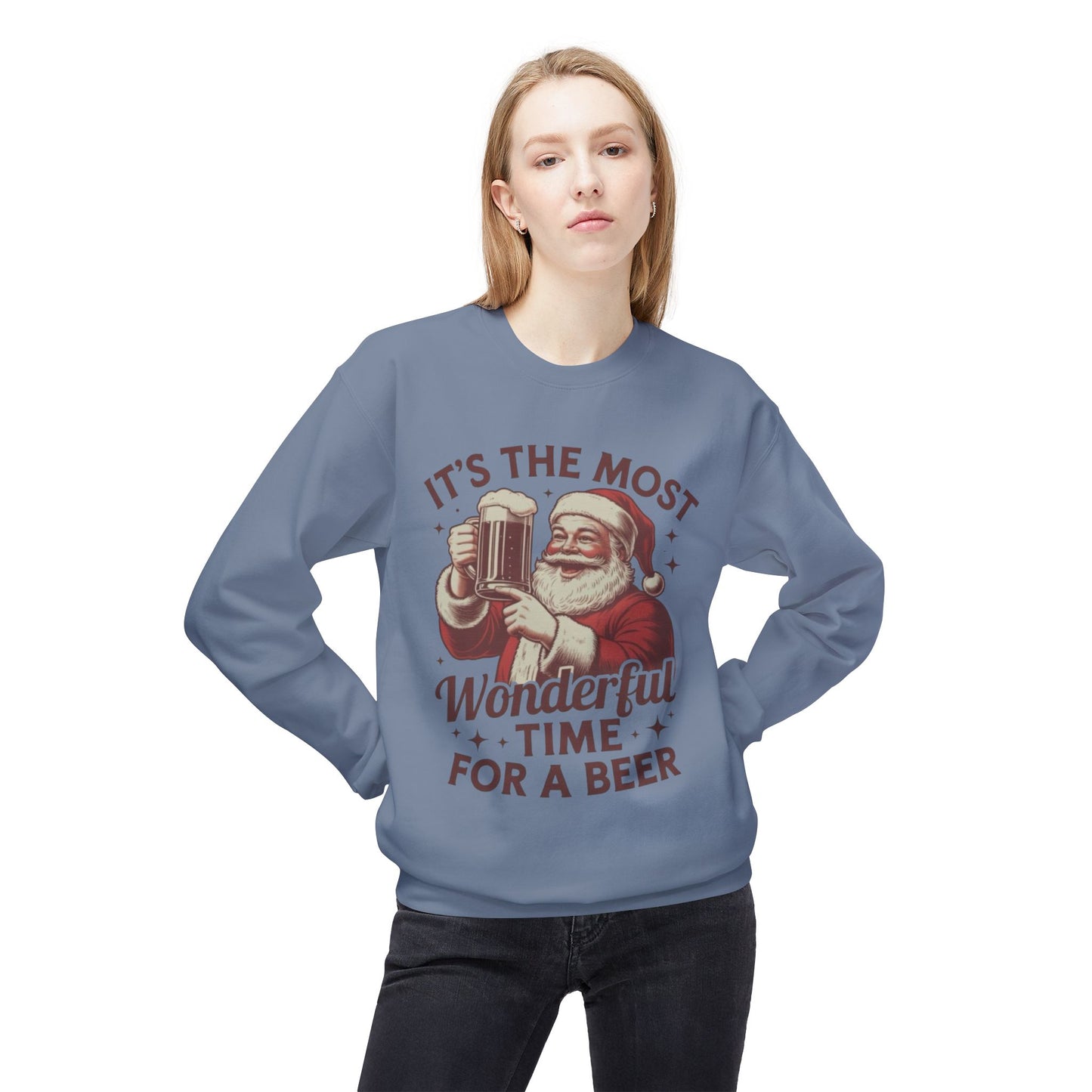 Christmas Beer Sweater NEW Unisex Fleece Crewneck Sweatshirt Funny NEW