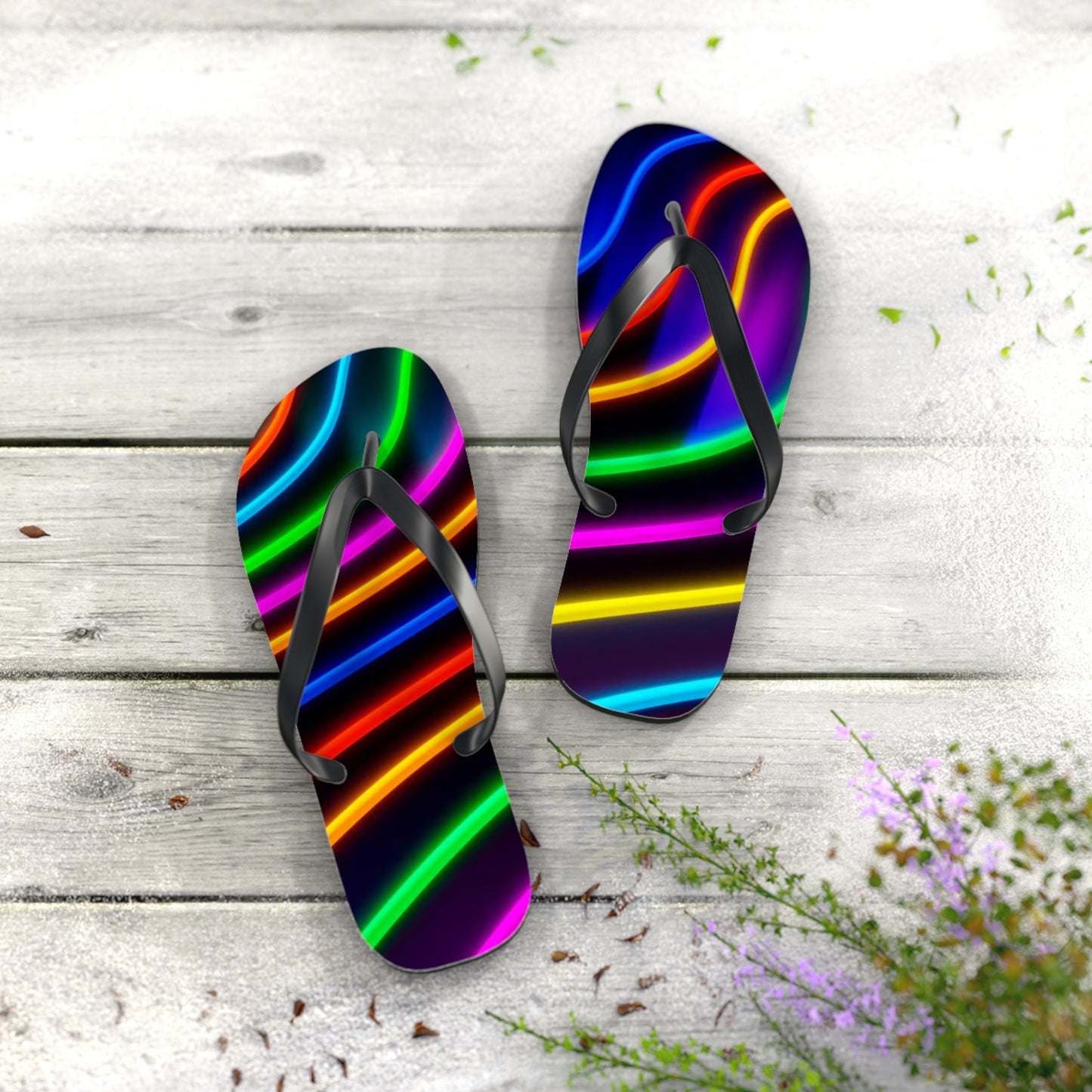 Neon Lights Flip Flops, Sandals Slides, Summer Footwear, Brand New