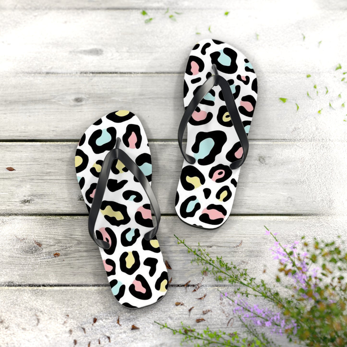 Fruity Cheetah Beach Sandals, Slides for Summer, Flip Flops, Water Resistant