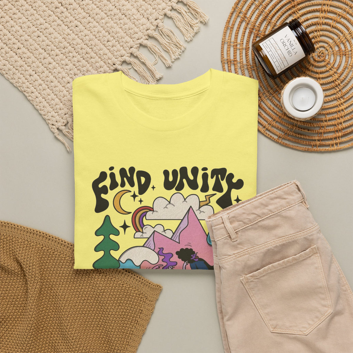 Find Unity In Community Graphic T Shirt Men's Heavy Cotton Tee
