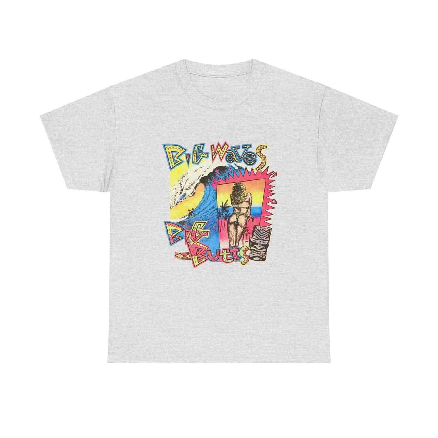 Big Waves Big Asses Vintage Surfing Graphic T Shirt NEW Unisex Heavy Cotton Tee