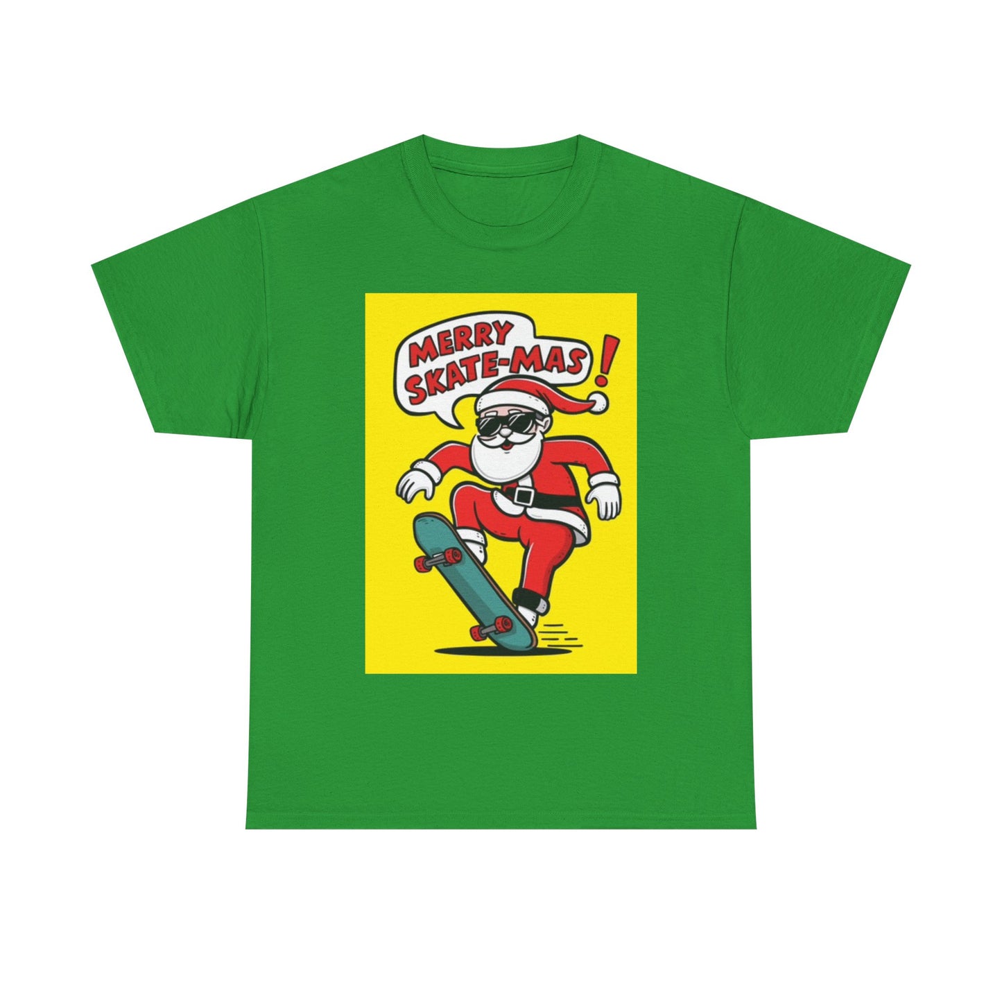 Merry Christmas Shirt Santa Skateboarding Graphic Unisex Heavy Cotton Tee