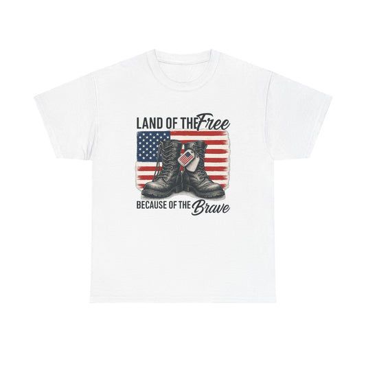 Land Of The Free Because Of The Brave USA Graphic T Shirt NEW ADULT Tee