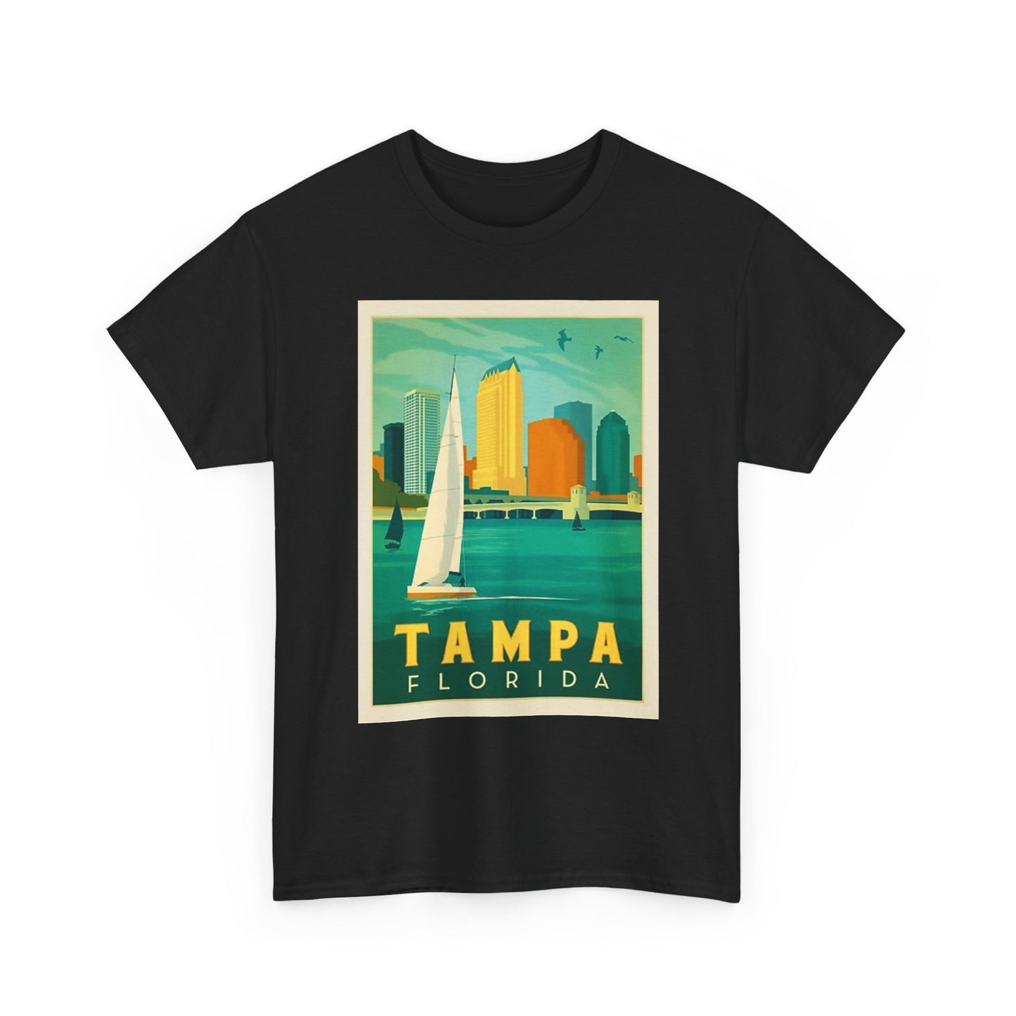 Tampa Florida Graphic T Shirt Vintage Sailing Beach Unisex Heavy Cotton Tee