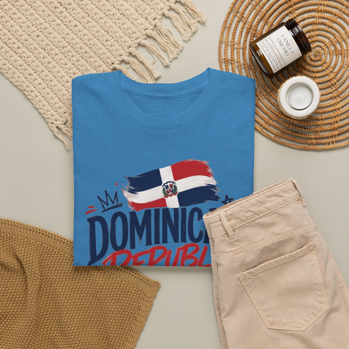 Dominican Republic Graphic T Shirt Men's Flag Retro Heavy Cotton Tee