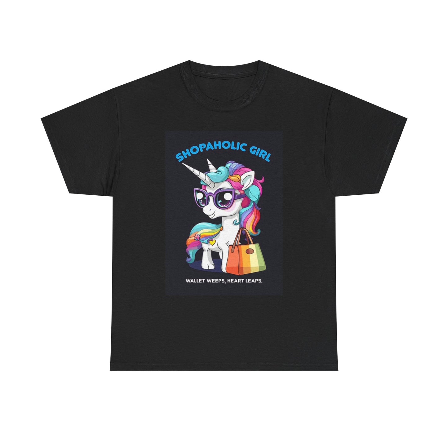 Shopaholic Girl Graphic T Shirt Unicorn Funny Unisex Heavy Cotton Tee