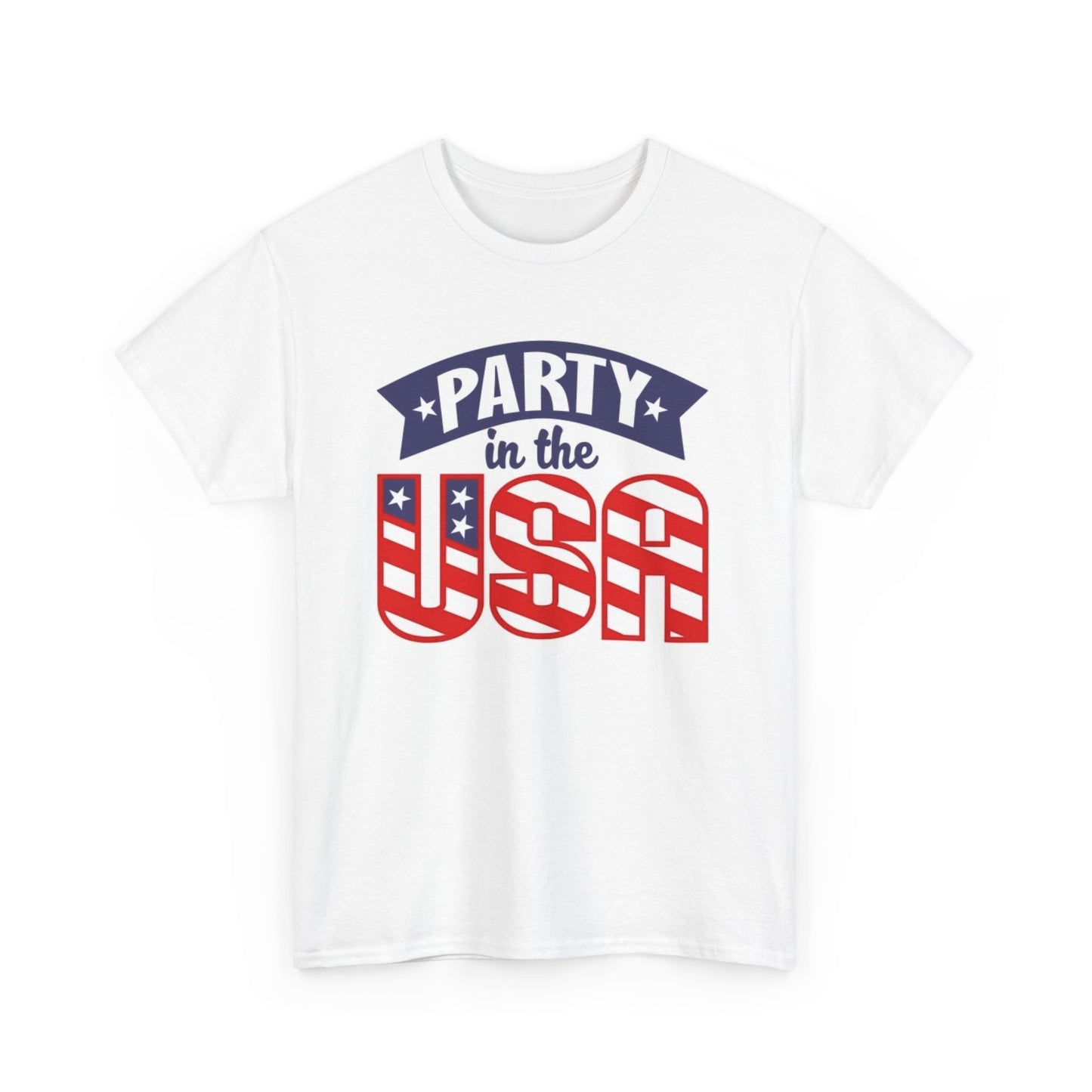 Party In The USA American Flag Graphic T Shirt Men's Heavy Cotton Tee