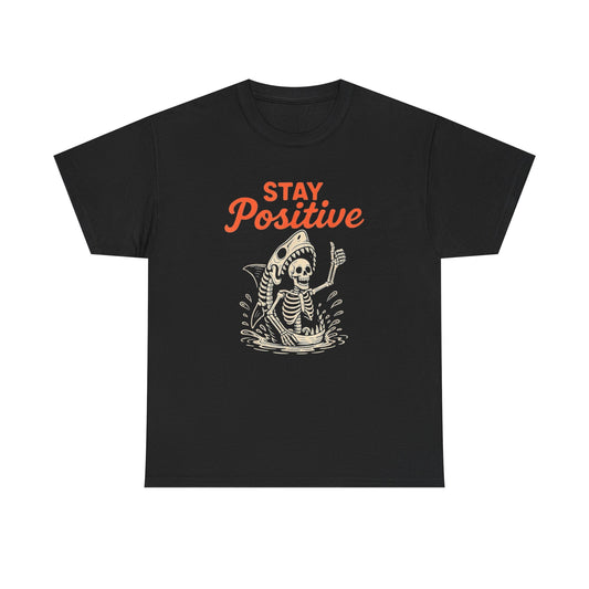 Stay Positive Shark Attack Graphic T Shirt NEW ADULT TEE VINTAGE