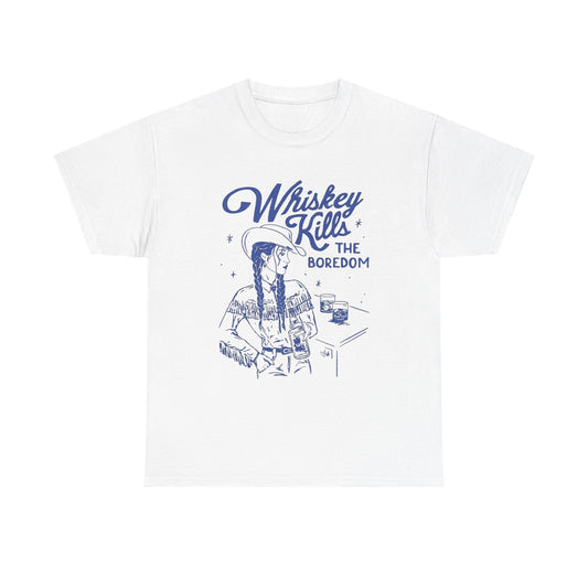 Whiskey Kills The Boredom Graphic T Shirt Unisex Heavy Cotton Tee