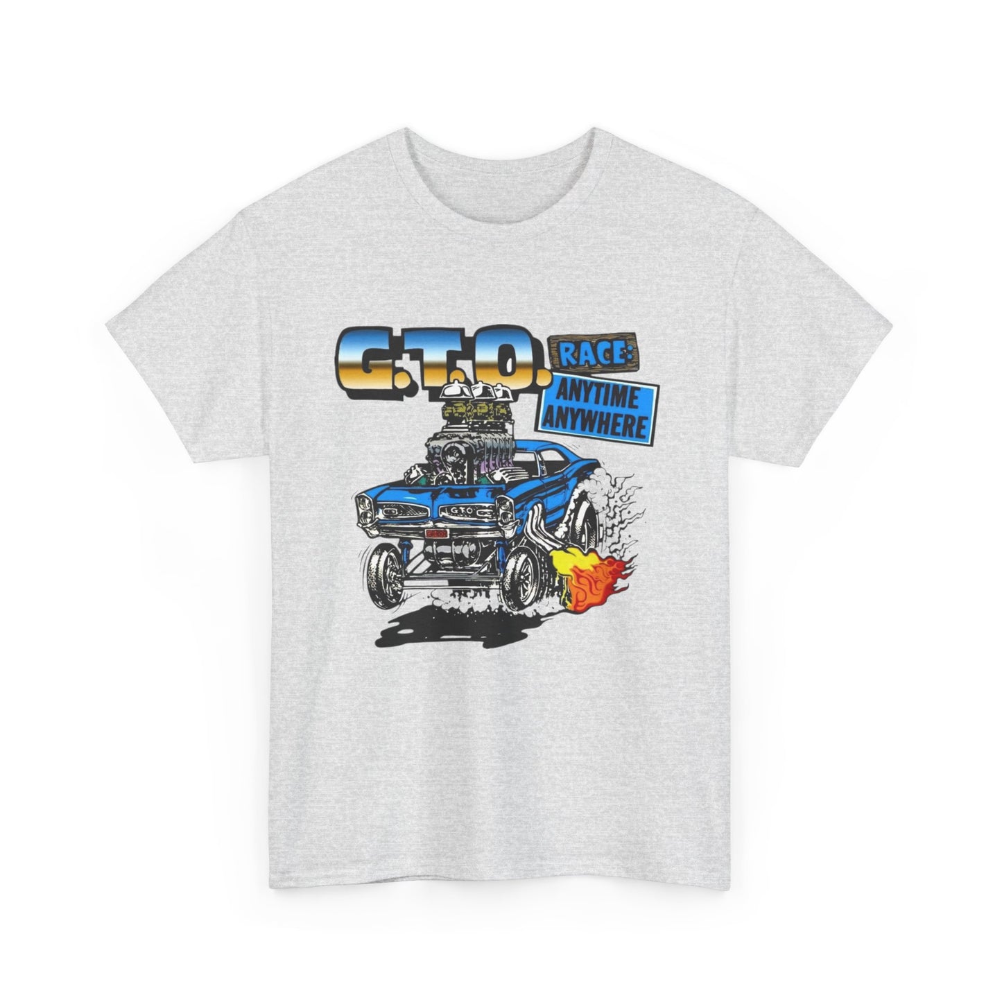Pontiac GTO Race Anytime Vintage Graphic T Shirt NEW Unisex Heavy Cotton Tee