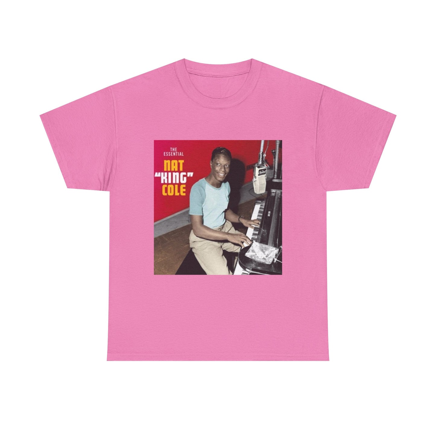 Nat King Cole Tshirt Vintage Piano Concert Poster retro Unisex Heavy Cotton Tee