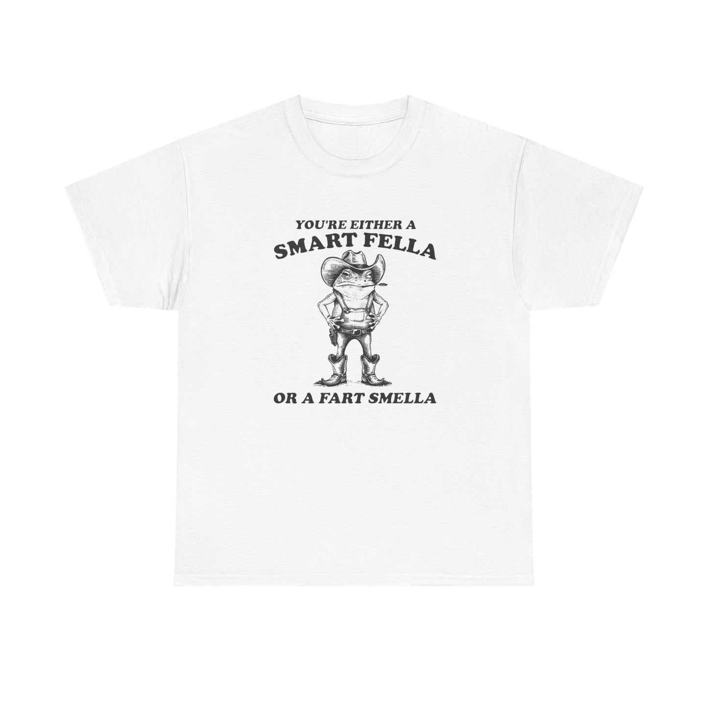 Smart Fella Or Fart Smella Funny Graphic T Shirt Unisex Heavy Cotton Tee
