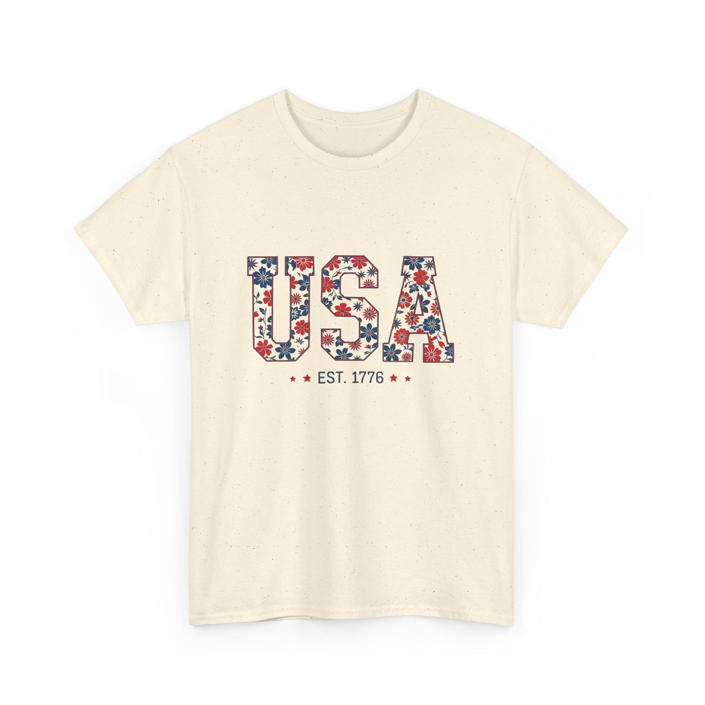 USA Flowers 1776 Graphic T Shirt Heavy Cotton Tee NEW ADULT UNISEX