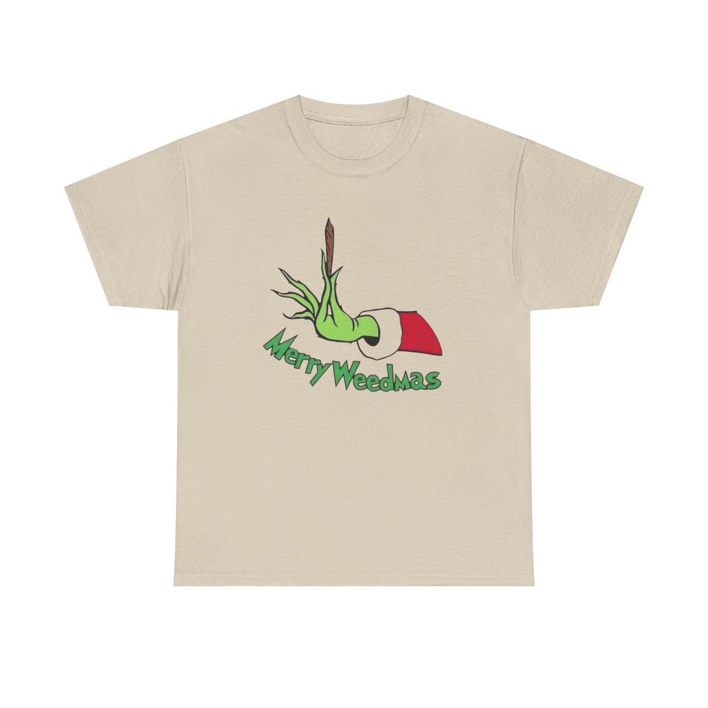 Merry Weedmas Funny Christmas Weed Graphic T Shirt Unisex NEW Heavy Cotton Tee