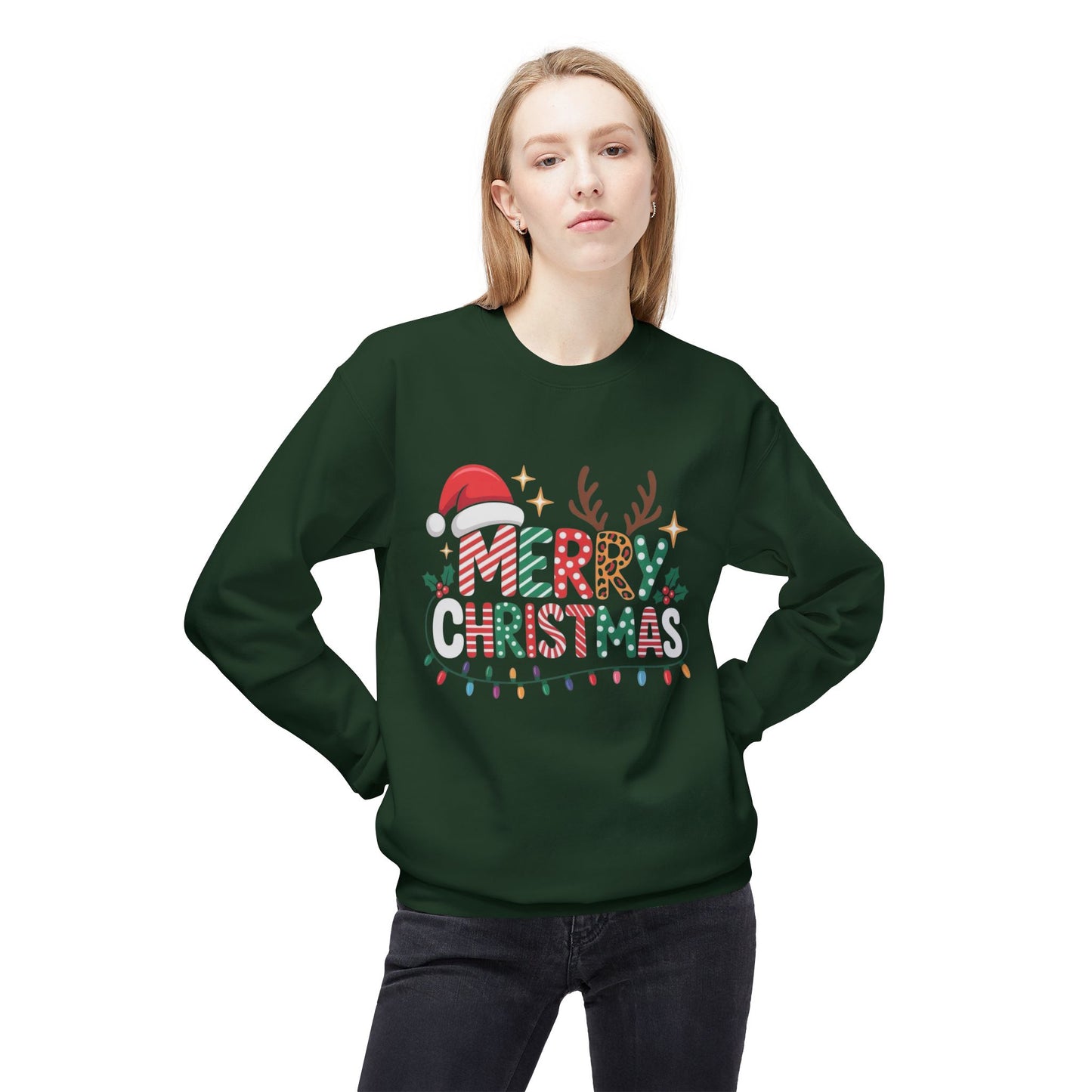 Merry Christmas Sweater Unisex Midweight Softstyle Fleece Crewneck Sweatshirt