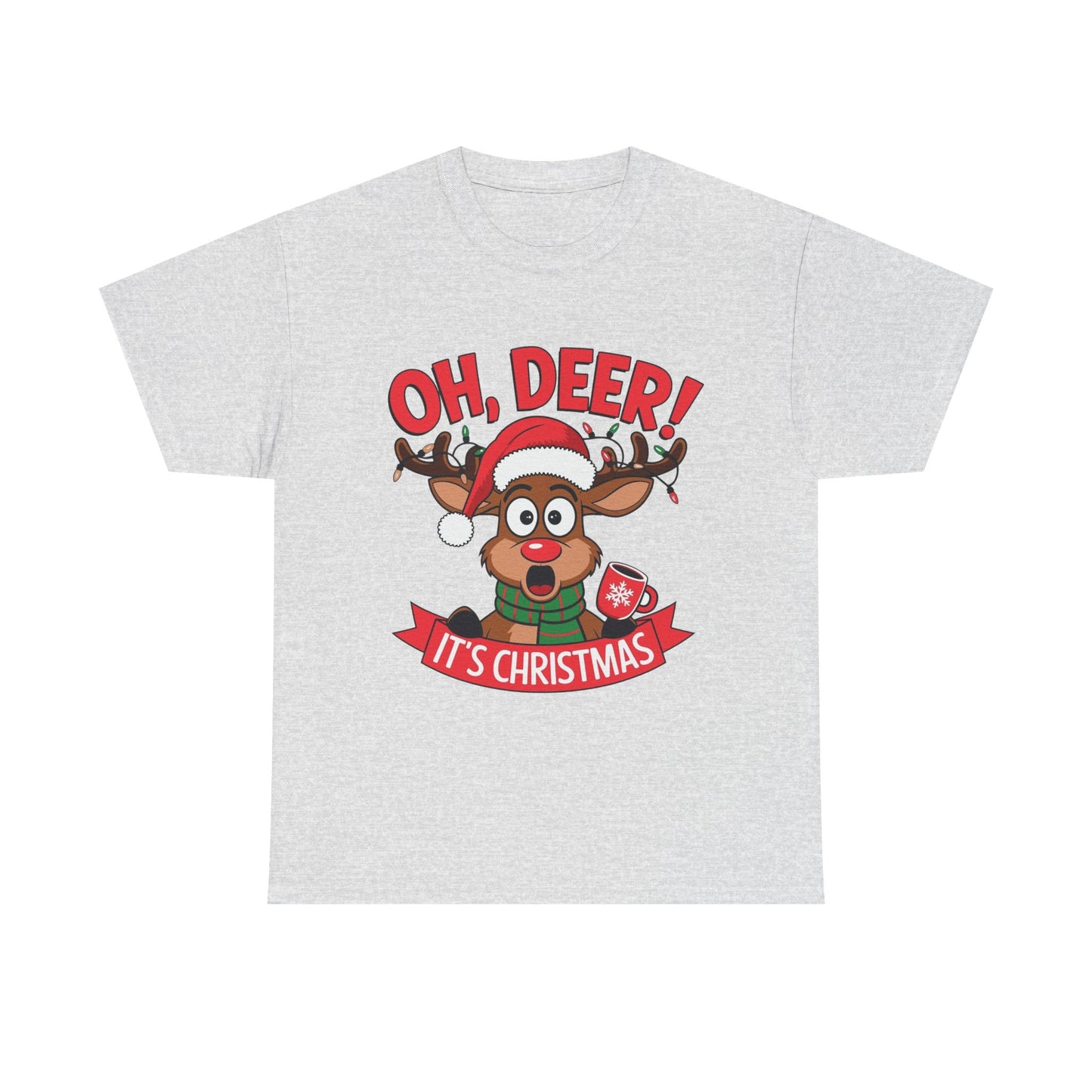 Oh Deer Its Christmas Graphic T Shirt NEW Unisex Heavy Cotton Tee