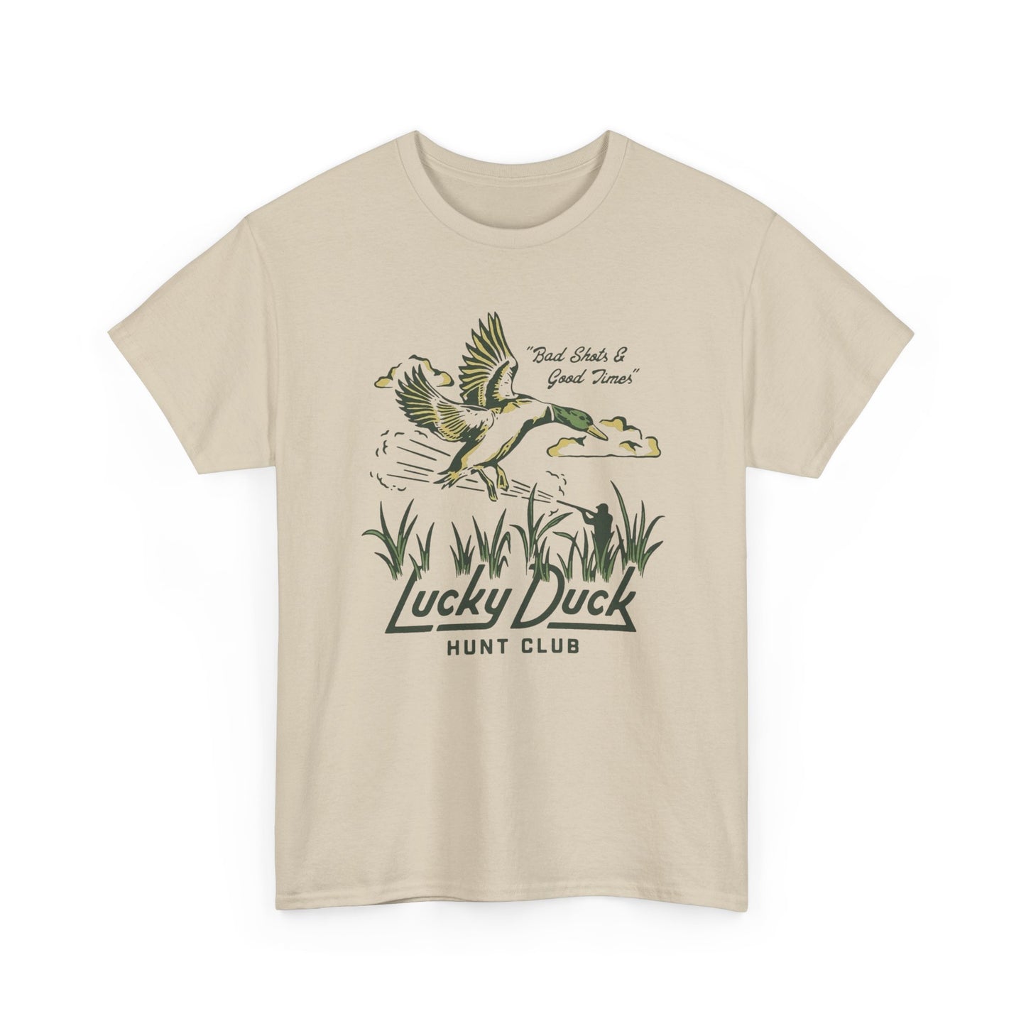 Lucky Duck Hunting Club Graphic T Shirt Unisex Heavy Cotton Tee
