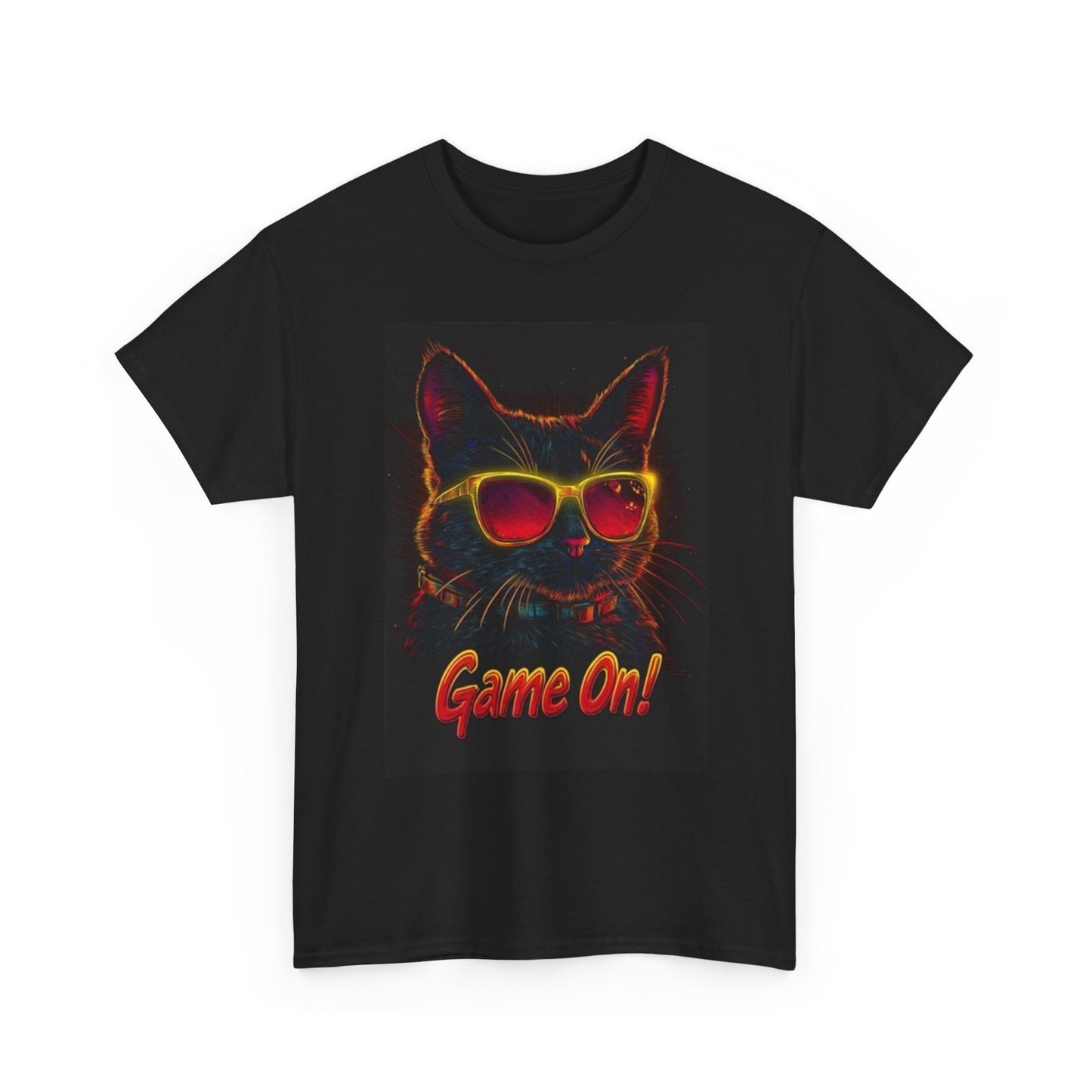 Game On T Shirt Funny Cat Graphic Kittens Funny Unisex Heavy Cotton Tee