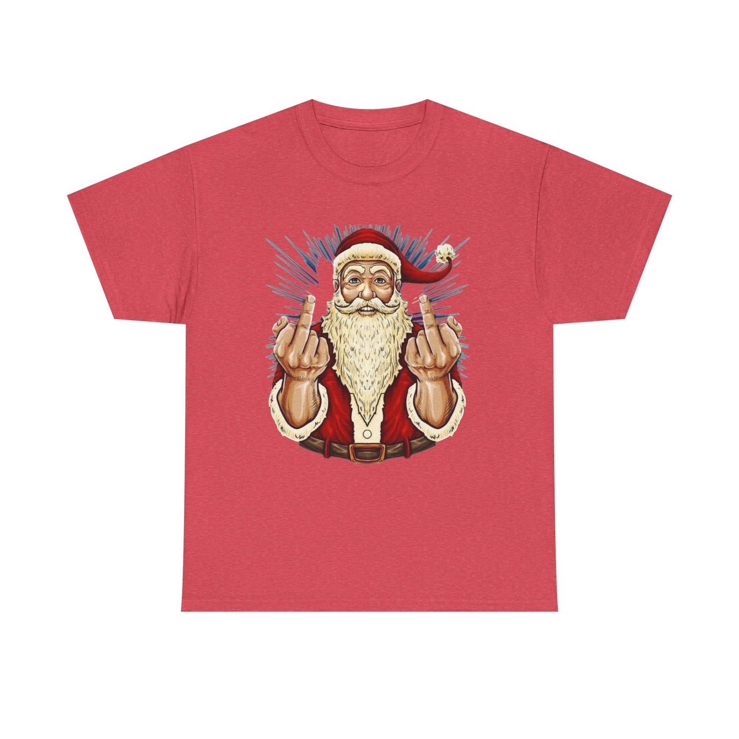 Funny Bad Santa Middle Finger Christmas Graphic T Shirt NEW ADULT