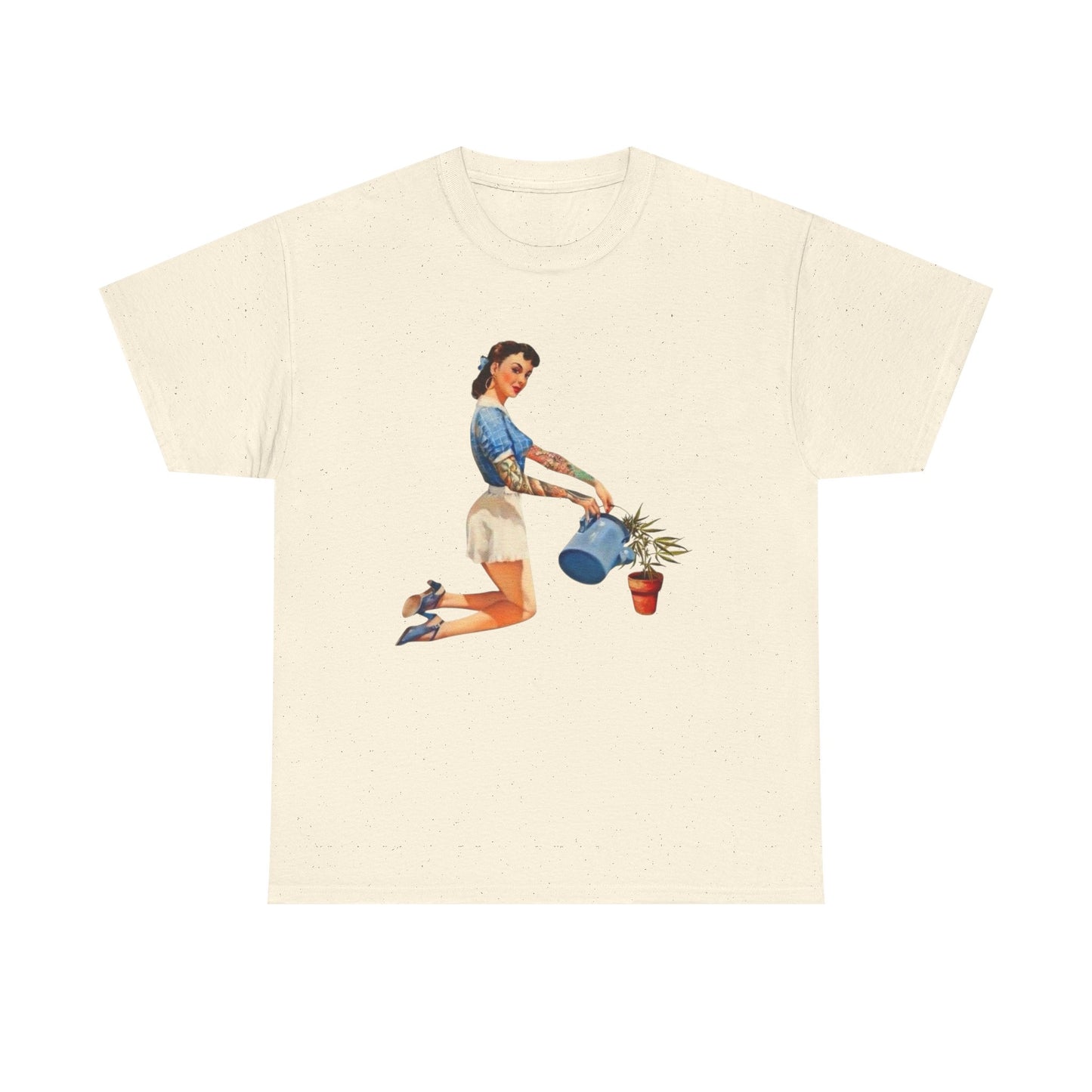 Pinup Model Weeds Graphic T-Shirt Womens Comfy Cotton Tee NEW