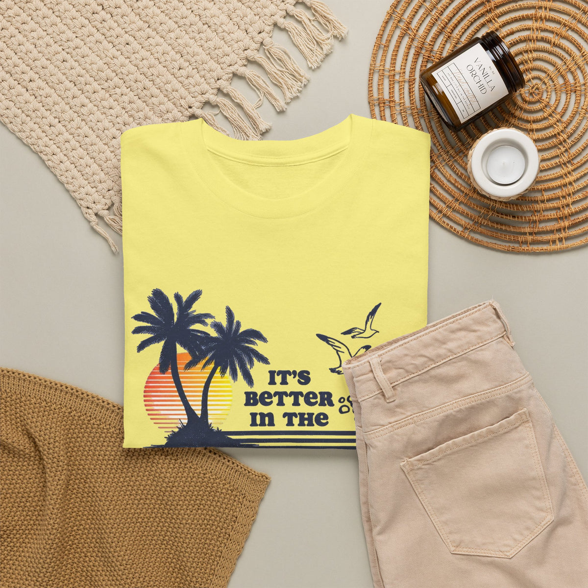 Bahamas Palm Tree Sunset Graphic T-Shirt Men's Graphic Tee