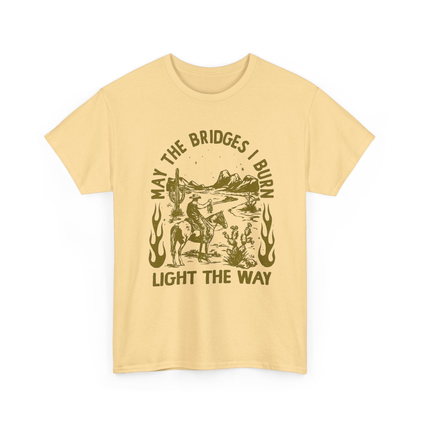 Burnt Bridges Light The Way Graphic T Shirt Unisex Heavy Cotton Tee
