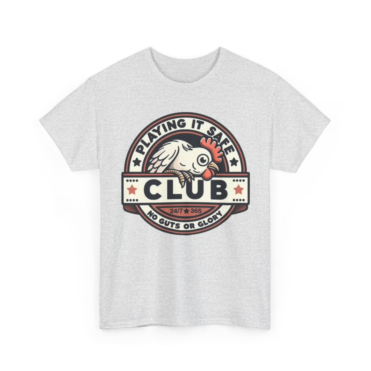 Playing It Safe Rooster Club Shirt Funny Graphic Birds Unisex Heavy Cotton Tee