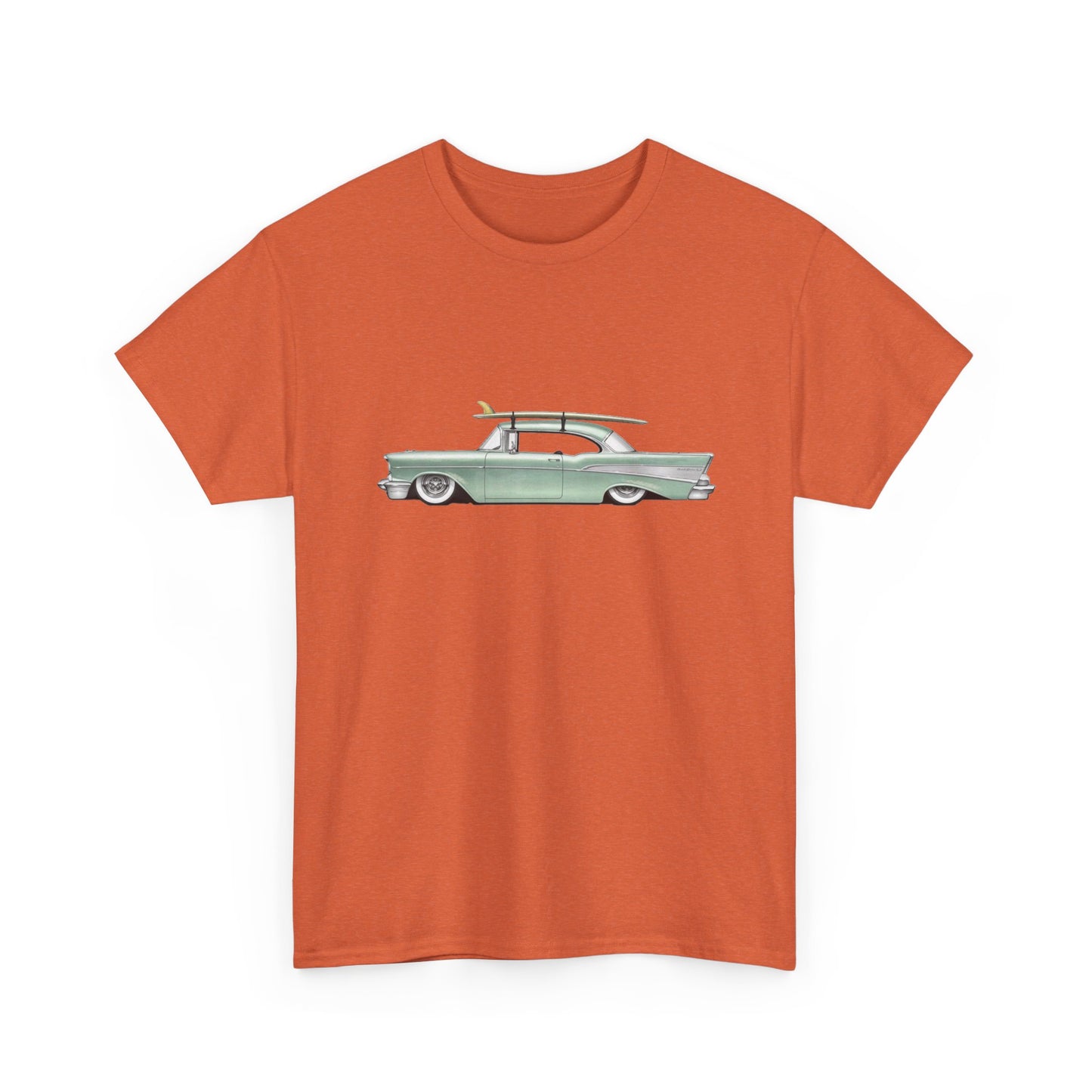 57 Chevy Cruiser Surfer Graphic T Shirt Unisex Heavy Cotton Tee NEW