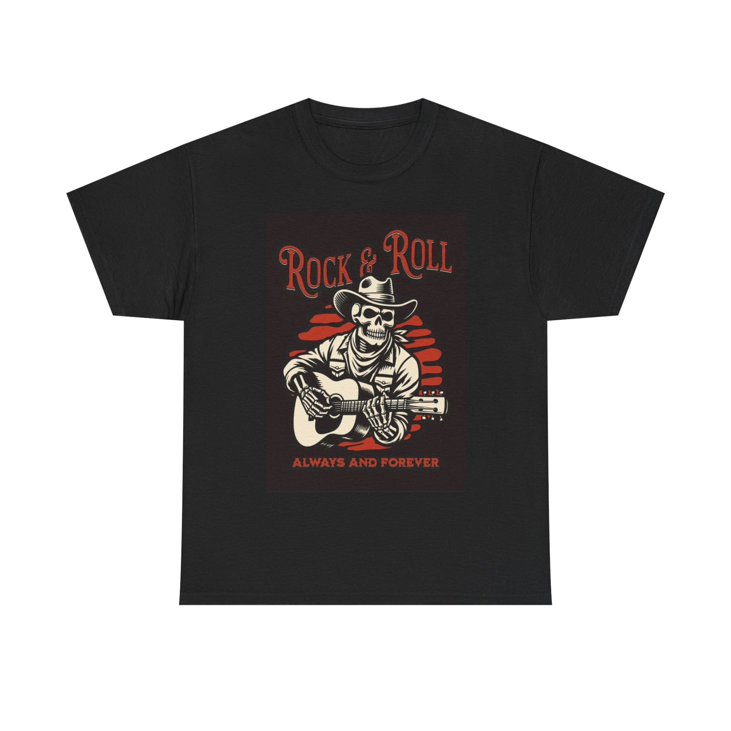 Rock and Roll Tshirt Vintage Skeleton Graphic retro Unisex Heavy Cotton Tee